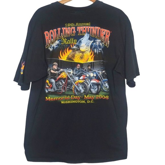 Rolling Thunder Motorcycle Rally 2006 Mens XL T Shirt Black Washington DC Wolf - Picture 3 of 6